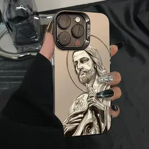 Jesus Pattern Case Suitable for IPhone 17 Pro Max 16 Plus 15 14 13 12 11 Air E Shockproof Anti-Scratch Durable PC Back Protective Cover Gifts for Women Men Girls Boys
