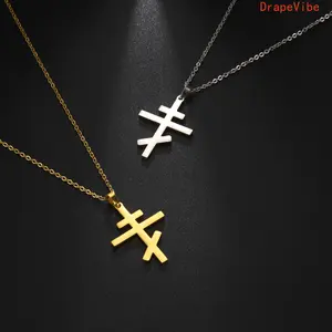 304 Stainless Steel Orthodox Cross Chain Necklace Titanium Steel European American Trendy Personalized Decor For Daily Outfit Matching
