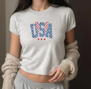 Checkered USA 4th of July Crop Top, Fourth of July Design, Cute July 4th Crop Top, Gildan 5000B T Shirt, Independence Day Cropped Shirt