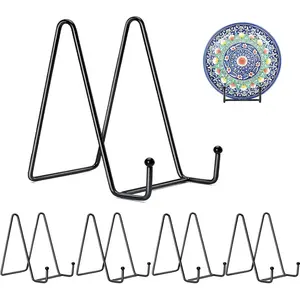 5 count Plate Stands for Display, 4 Inch Plate Holder Display Stand, Metal Frame Holder Stands for Book, Pictures, Photo Easel, Tabletop Art