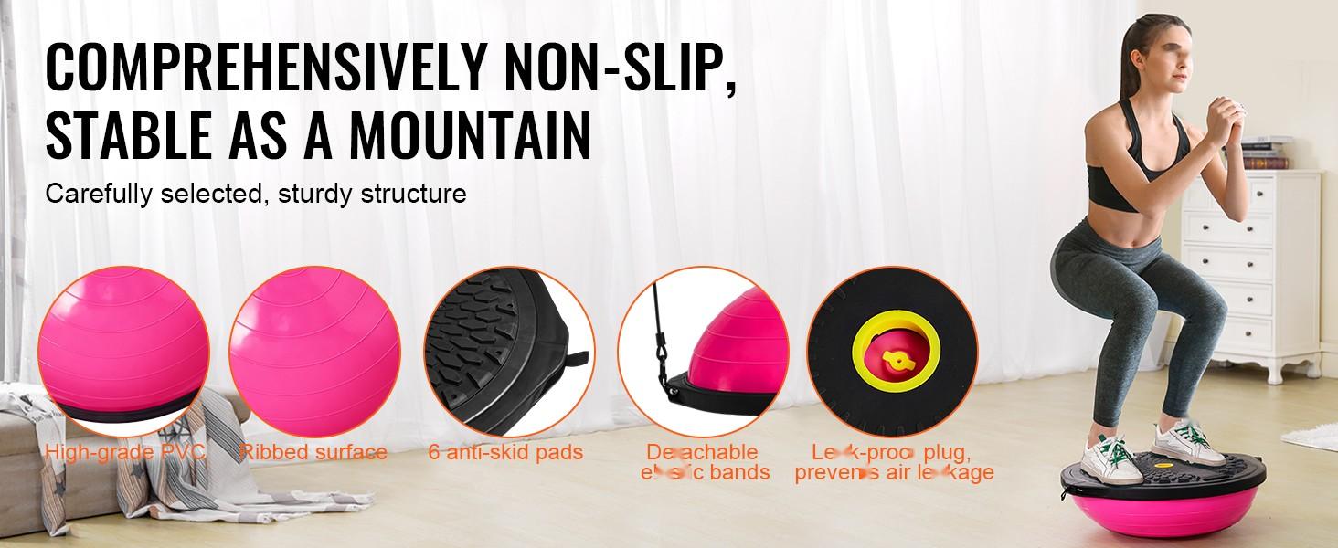 Half Exercise Ball Trainer, 26-Inch Balance Ball, 1500 Lbs Capacity Stability Ball, Yoga Ball With Resistance Bands And Foot Pump, Full Body Home Gym Workout Equipment, Anti-Slip Non-Toxic PVC, Pink Half Exercise Ball Trainer, 26-Inch Balance Ball, 1500 Lbs Capacity Stability Ball, Yoga Ball With Resistance Bands And Foot Pump, Full Body Home Gym Workout Equipment, Anti-Slip Non-Toxic PVC, Pink