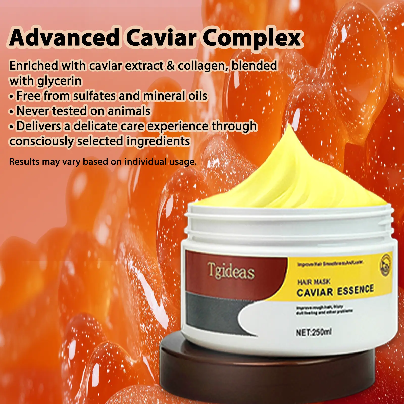 Tgideas Collagen Hair Mask with Caviar Extract-Deep Repair Hair Conditioning Treatment -Hair Mask for All Hair Types Conditioner Haircare
