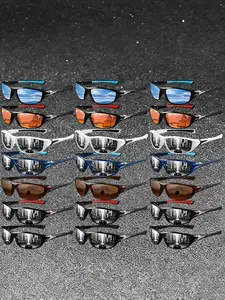21pcs spliced style sports sunglasses, Sports eyewear, multiple colors available, equip UV400 protective lenses and anti slip rubber nose pads to enhance comfort, suitable both men and women use, ideal for fishing,cycling, and various outdoor activities