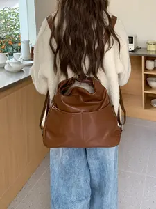Autumn Winter New Large Capacity Three-In-One Commuter Tote Bag, Multifunctional Backpack Crossbody Bookbag Crossbody Backpack Purse Soft Leather Shoulder Bag for Women