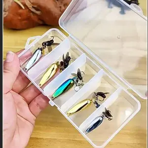 5pcs 5g Propeller Spinner Fly Fishing Lures, Long Casting Inline Spinners with Soft Insect Body & Tackle Box, Trout Panfish Bluegill Baits Kit
