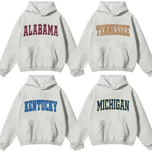Distressed Varsity College Hoodie – Ash Grey, Unisex Classic Fleece Hooded Sweatshirt with a Vintage Athletic Look, Perfect for Casual Layering, Valley State Co