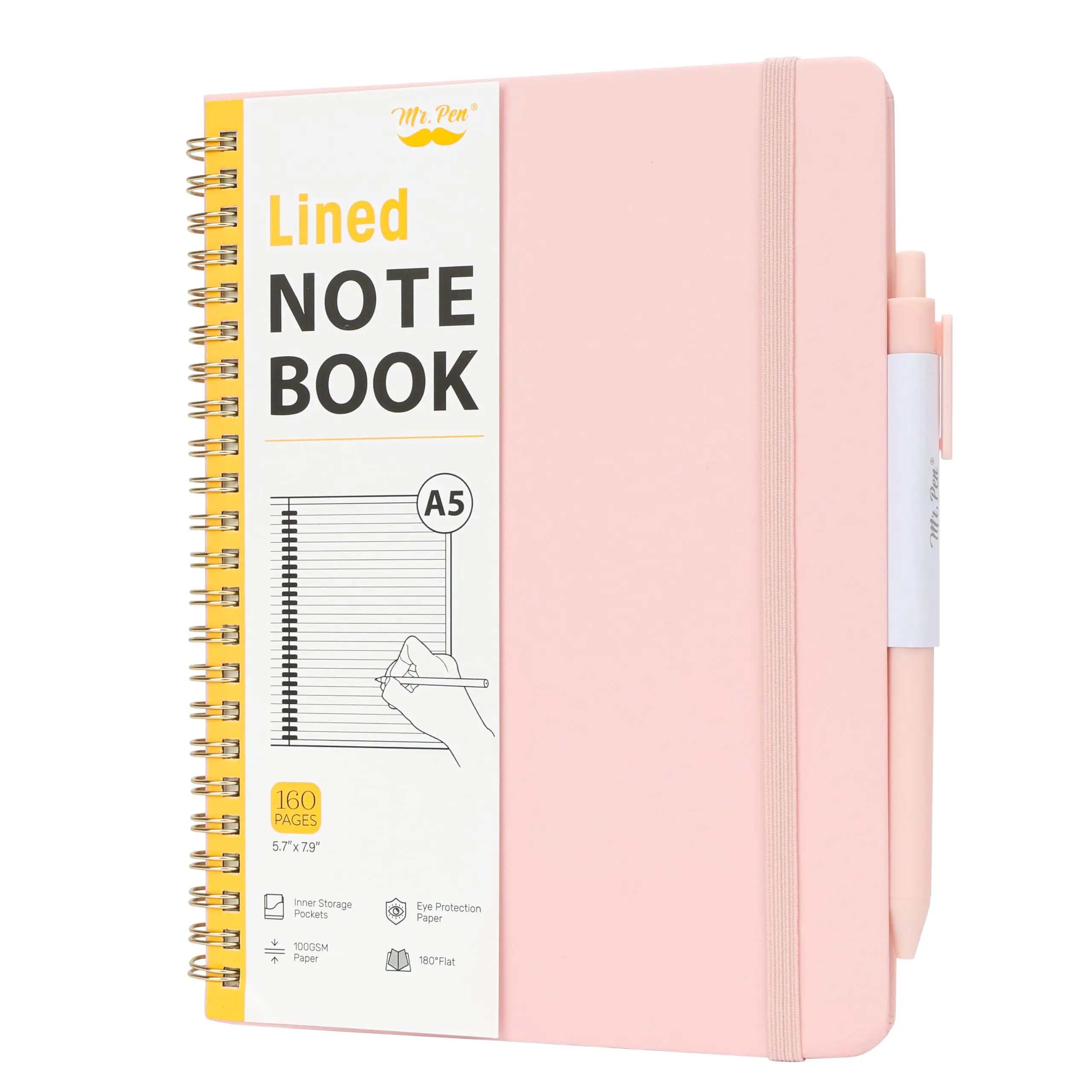 Mr. Pen- Lined or Dotted Spiral Journal Notebook, A5 (5.7"x7.9"), 160 Pages, Hardcover Spiral