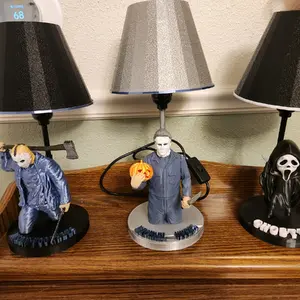 Figurine 3D Printed Jason Voorhees Lamp With Lithopone Shade
