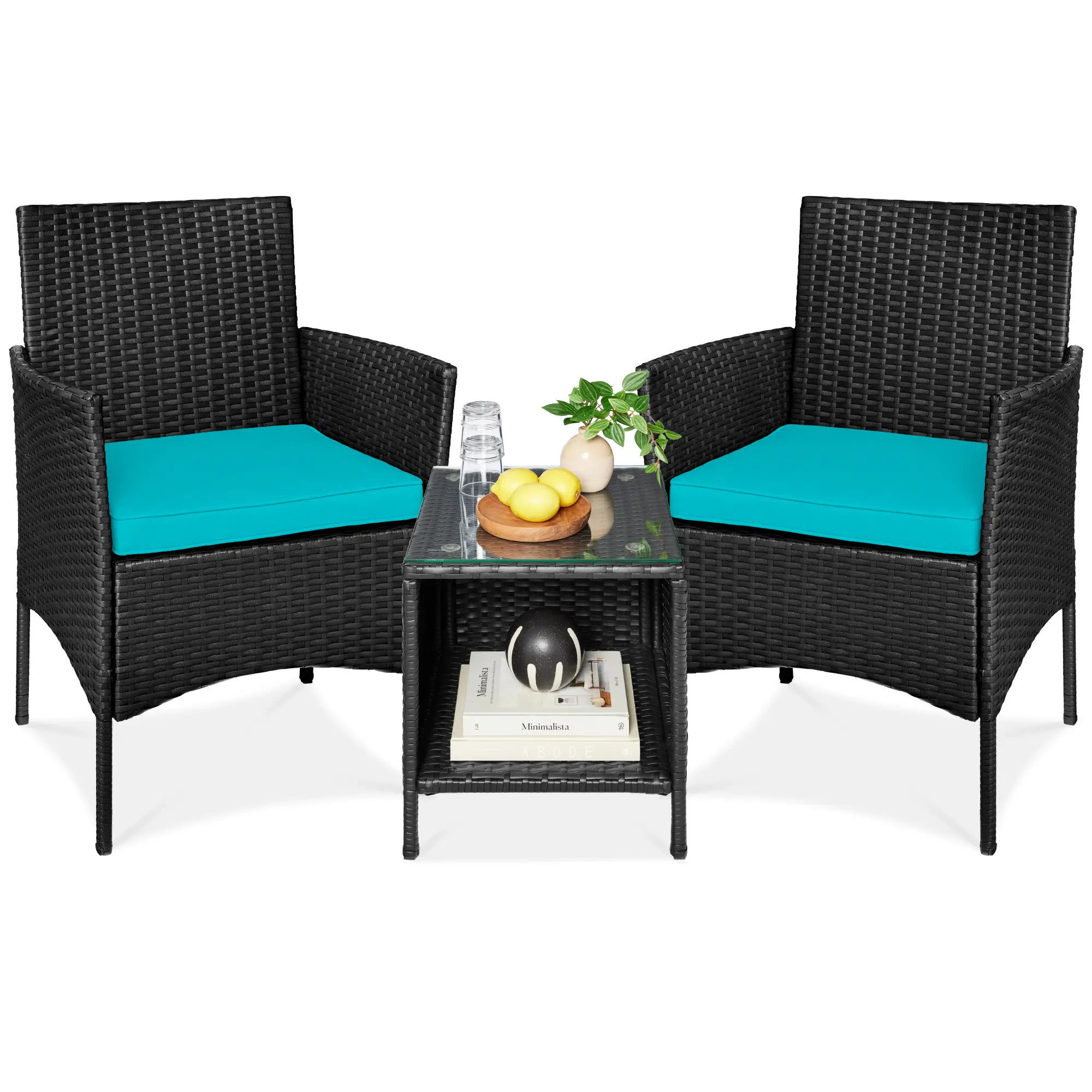 Best Choice Products 3-Piece Outdoor Wicker Conversation Patio Bistro Set, w/ 2 Chairs, Table Best Choice Products 3-Piece Outdoor Wicker Conversation Patio Bistro Set, w/ 2 Chairs, Table