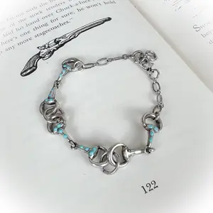 Turquoise Western Horse Bit Bracelet
