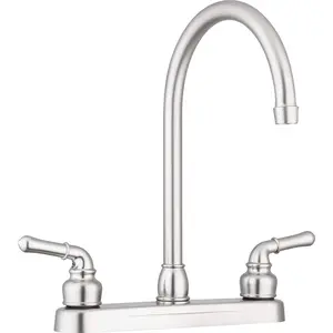 Lynden Modern High Arc Kitchen Sink Faucet - Metallic  Over ABS Plastic - Brushed Satin Nickel