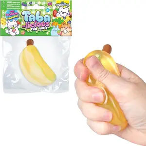 ORB Tabalicious TABA Squishy Banana Fun Fruit Toy - Cute, Sticky Fruit TABA Squishies with Transparent Realistic Color – Squishy Stress Ball Toys - Kawaii Sensory Fidget Toys for Kids and Adults