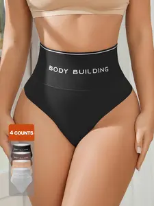 Women's Letter Pattern High Waist Shapewear Thong, Tummy Control Butt Lifting Shaper, Women's Shapewear for Daily Wear, Body Shaping Underwear