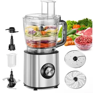 6-in-1 Food Processor 10-Cup 1000W Vegetable Chopper & Slicer with 3 Blades and 2 Attachments for Efficient Cooking