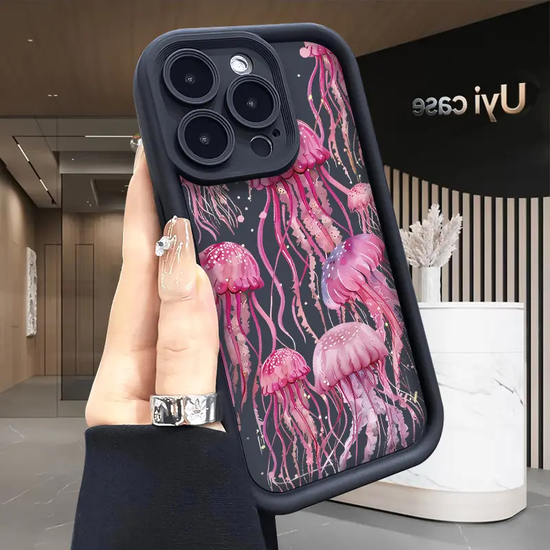 Pink Jellyfish Phone case iPhone 17 Air 16 16e 15 14 13 12 11 Pro Max Plus X XS for Shockproof Silicone TPU Bumper Drop Protection Soft Cover