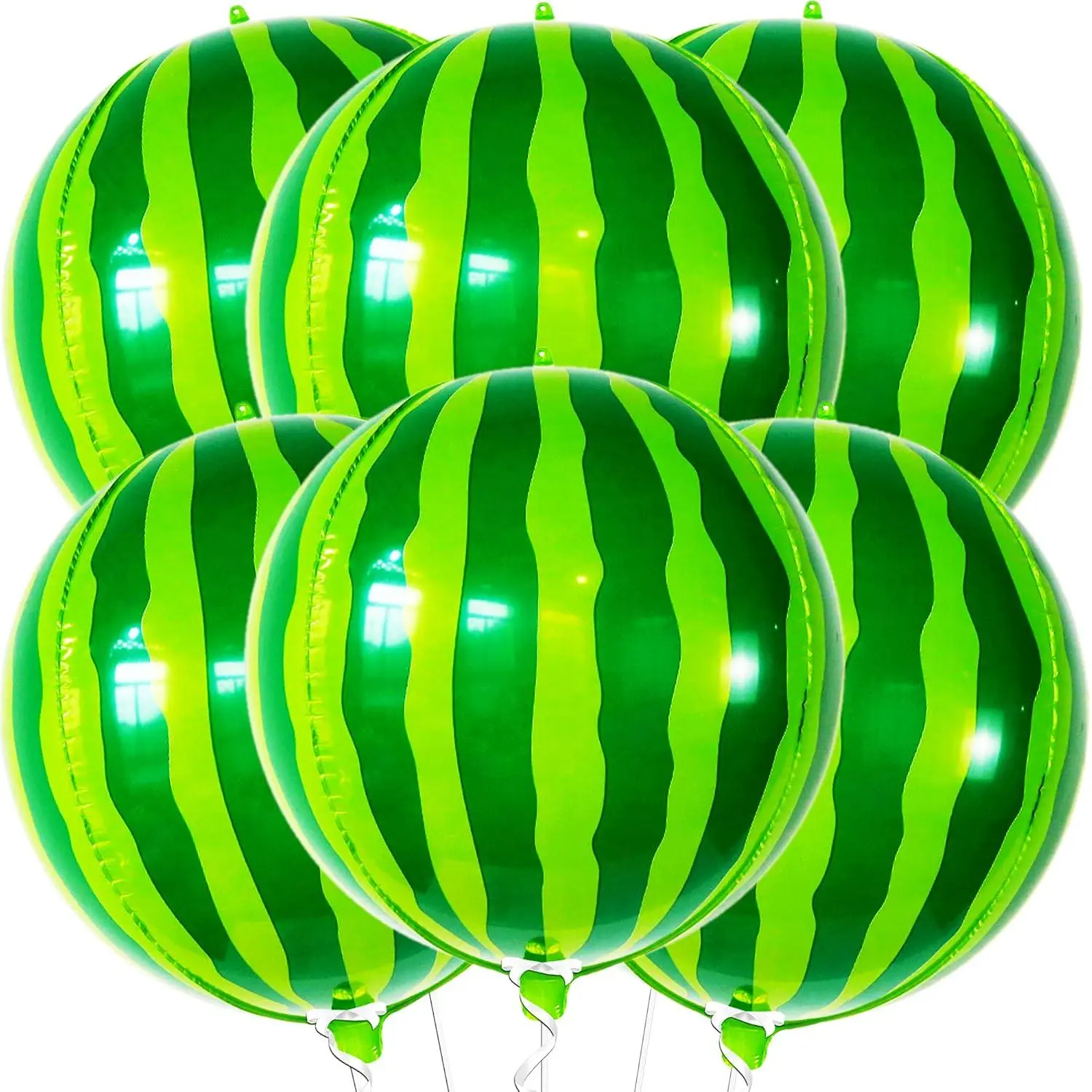 Big 22 Inch Watermelon Balloons - Pack Of 6 | One In A Melon Party Decorations | 4D Round Watermelon BalloonWatermelon Decorations | Watermelon Mylar BalloonWatermelon Party Supplies