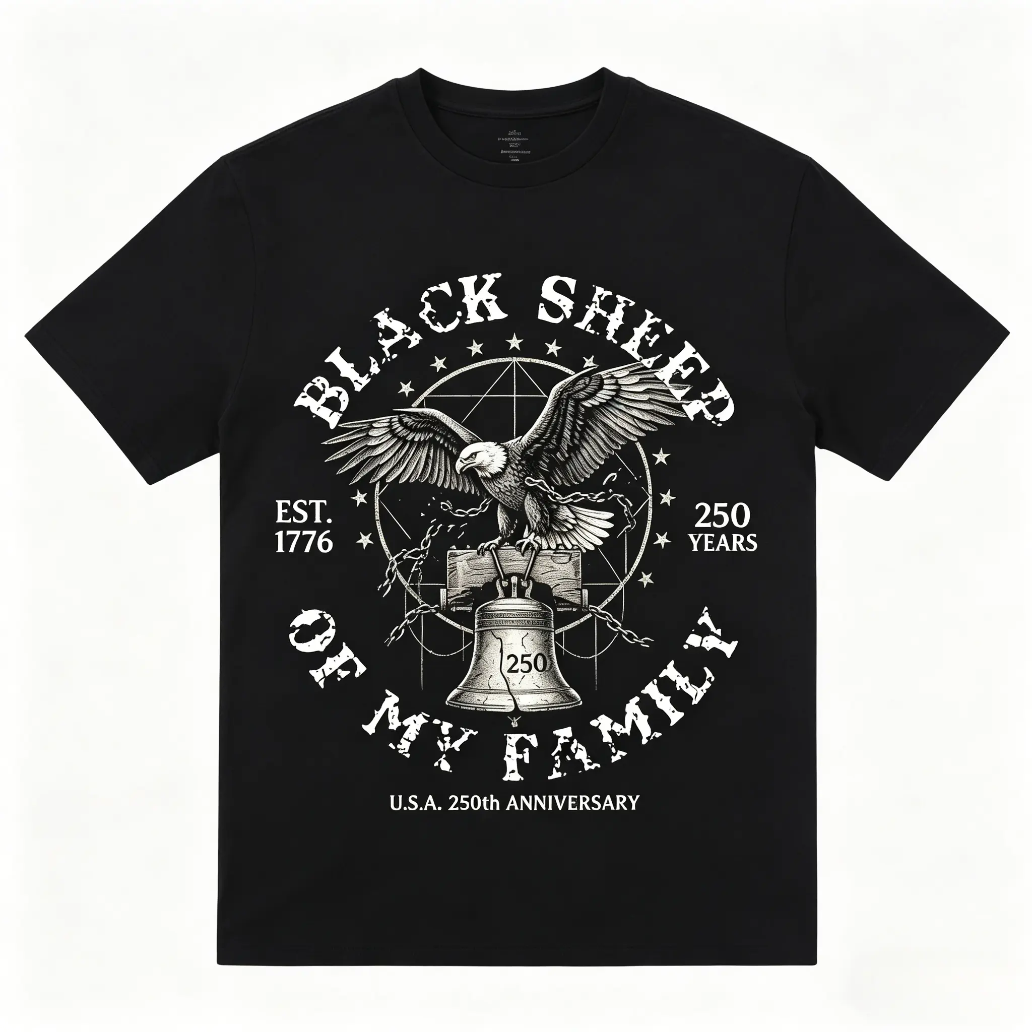 Unisex Crew Neck Oversized Short Sleeve Soft Cotton T-Shirt with "Black Sheep of the Family" Graphic - Loose Baggy Fit Streetwear Top, Machine Washable, Hangable, Natural, Small, All Seasons, Casual, Menswear, Bow