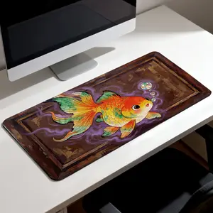 LIVEKEY Artistic Goldfish & Crystal Chandelier Mouse Pad, Extra Large 40x80cm Extended Gaming Mousepad, Non-Slip Rubber Base, Stitched Edges for Smooth Tracking, Durable Desk Mat for Office PC Use,summervibes