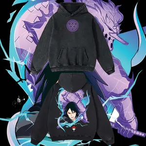 AnimeClothing Limited Uchiha Sasuke Susanoo - NarutoShippuden anime Hoodie Tshirt Acid Washed Heavyweight Cotton Tshirt, 100% Cotton retro Washed anime t-shirt, vintage streetwear tee, Y2K graphic top