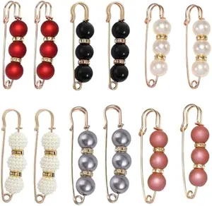 Sweater Shawl Safety 12 Pieces Pearl Brooch Pins for Women Girls Clothing Dresses Jeans Sweater Shawl Clips Pearl Brooches Multi-use Easy-to-use Nice Gift Choice