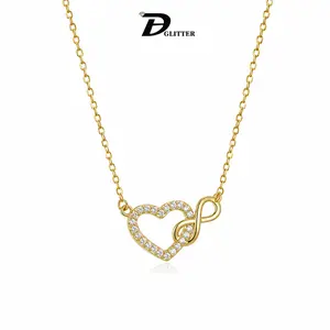 Dainty Heart Infinity Necklace  Gold Plated Aesthetic Jewelry for Women, Minimalist Daily Wear Chain, Perfect Birthday Anniversary Gift for Her, Trendy Sparkly Pendant, Elegant Accessories for Girls.