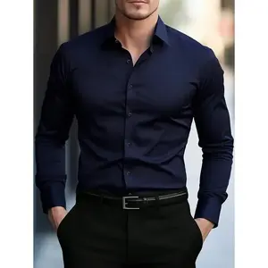 Men's Long Sleeve Button Solid Color Stand - Up Collar Shirt and Unisex Ultra Lightweight Hoodie with Vintage Kangaroo Pocket Camo Top Blue Hem Polyester Stretch Beige for Casual Wear Fabric Menswear Plain