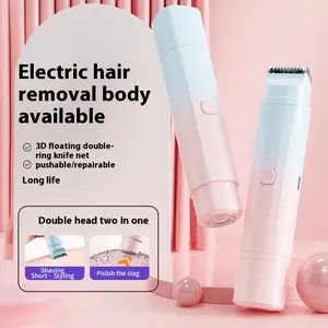 HDNKT Bikini Trimmer for Women Electric Shaver & Razor Rechargeable 2-in-1 Body Facial Epilator with Dual Heads for Painless Hair Removal in Summer Gift iniahair removal device trimmer kids  hair  clipper dual edge