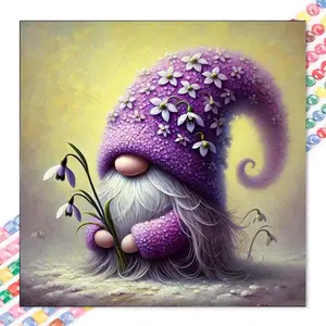 1 DIY Diamond Painting Set, 5D Diamond Art Set, DIY Decoration, Purple Elf Hat Diamond Painting Set with Full Round Diamonds, Mosaic, Diamond Art, DIY Art Home Decoration, suitable for Christmas.