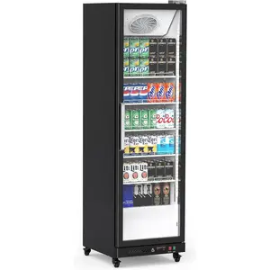 GARVEE Commercial Refrigerator, 12.4 Cu Ft Display Refrigerator Commercial,  Upright Beverage Cooler With Reinforced Glass Door Fridge, Adjustable Shelves, Drink Organizers, Soft Led Light, White