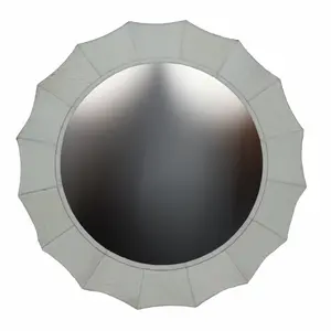 Sagebrook Home 22390 42 x 42 in. Inverted Scallop Hair on Hide Mirror, Ivory