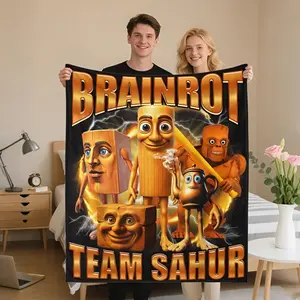 Funny Italian Brainrot Meme Blanket - Soft Lightweight Flannel Throw with Sahur Team Characters - All-Season Couch, Bed, Camping, Travel - Perfect Gift for Italian Meme Lovers - Machine Washable Cozy Home Decor,Christmas Gifts Birthday Gifts