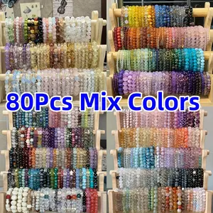 Set of 80pcs Vibrant 8Mm Elastic Bracelets Made of Glass Beads - These Multi-Colored Beads Are Perfect for Everyday Use, Celebrations, And Special Occasions - a Versatile Accessory for Any Season