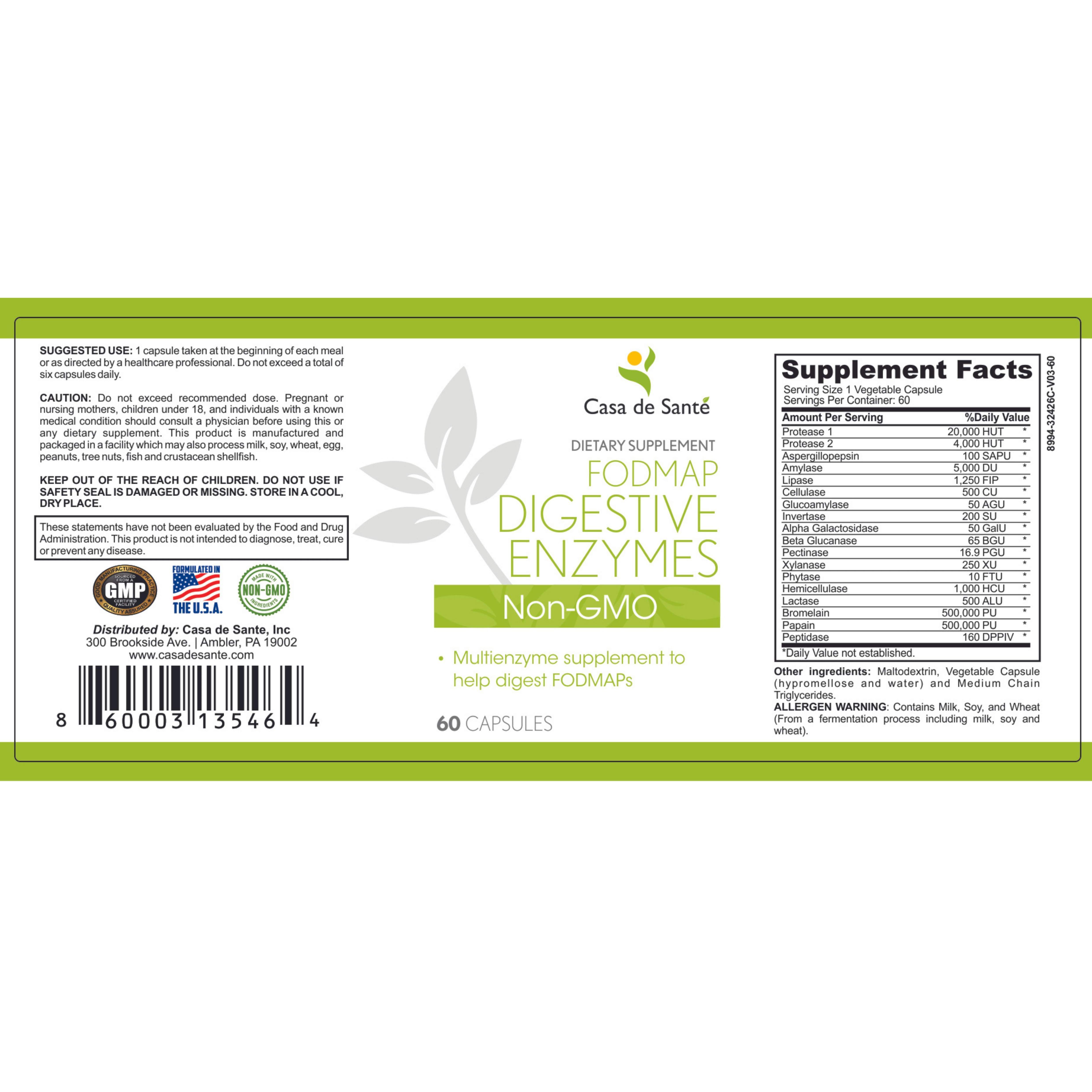 FODMAP Digestive Enzymes, Certified Low FODMAP, Non GMO
