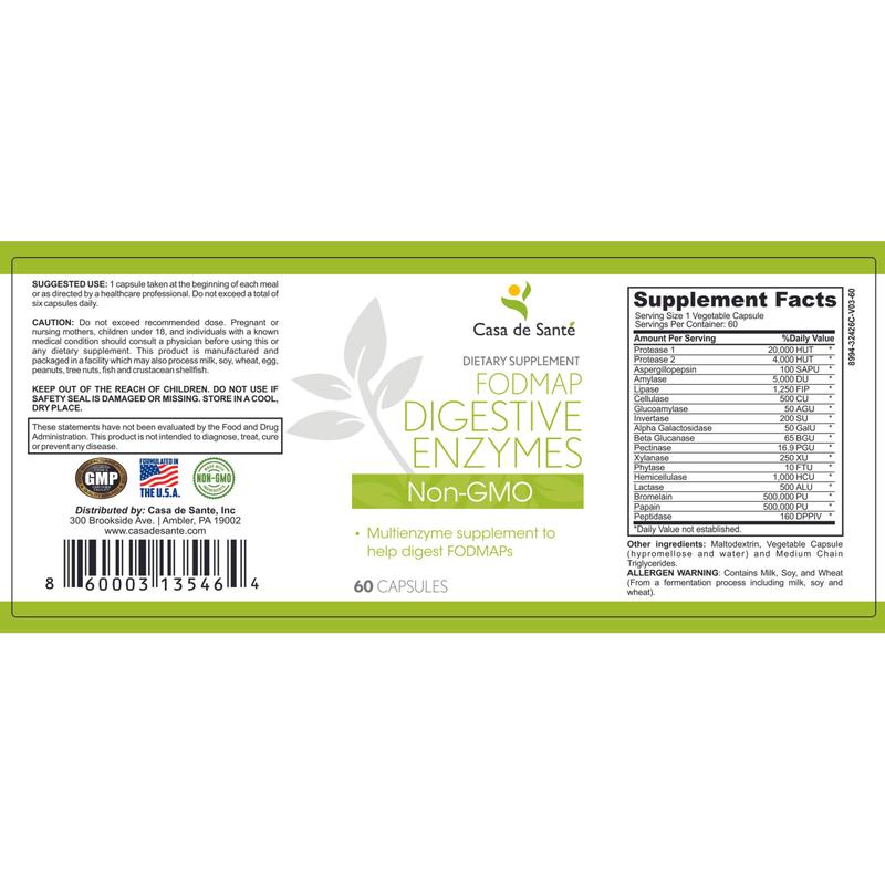 FODMAP Digestive Enzymes, Certified Low FODMAP, Non GMO FODMAP Digestive Enzymes, Certified Low FODMAP, Non GMO