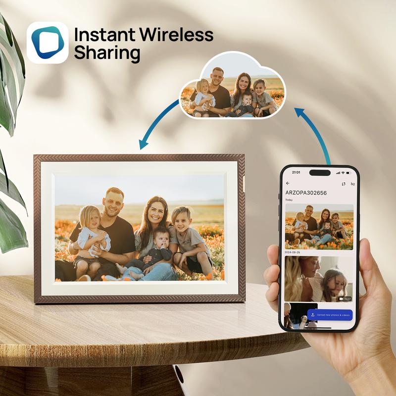 ARZOPA Digital Picture Frame 10.1" Gift idea IPS Touch Screen Digital Photo Frame with 32GB Storage Auto-Rotate Easy Setup to Share Photos or Videos