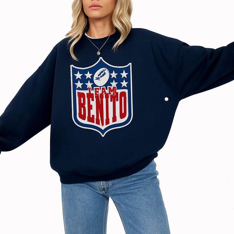 [Sale Up To 50%] Team Benito Sweatshirt – Retro Football Shield Graphic Crewneck Pullover
