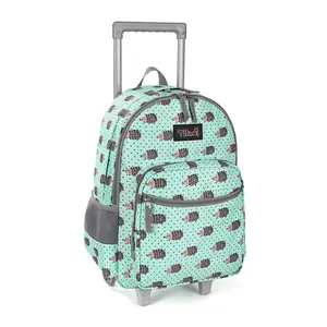 Tilami Rolling Backpack 18 inch Double Handle Wheeled Boys Girls Travel School Luggage Trip, Hedgehog