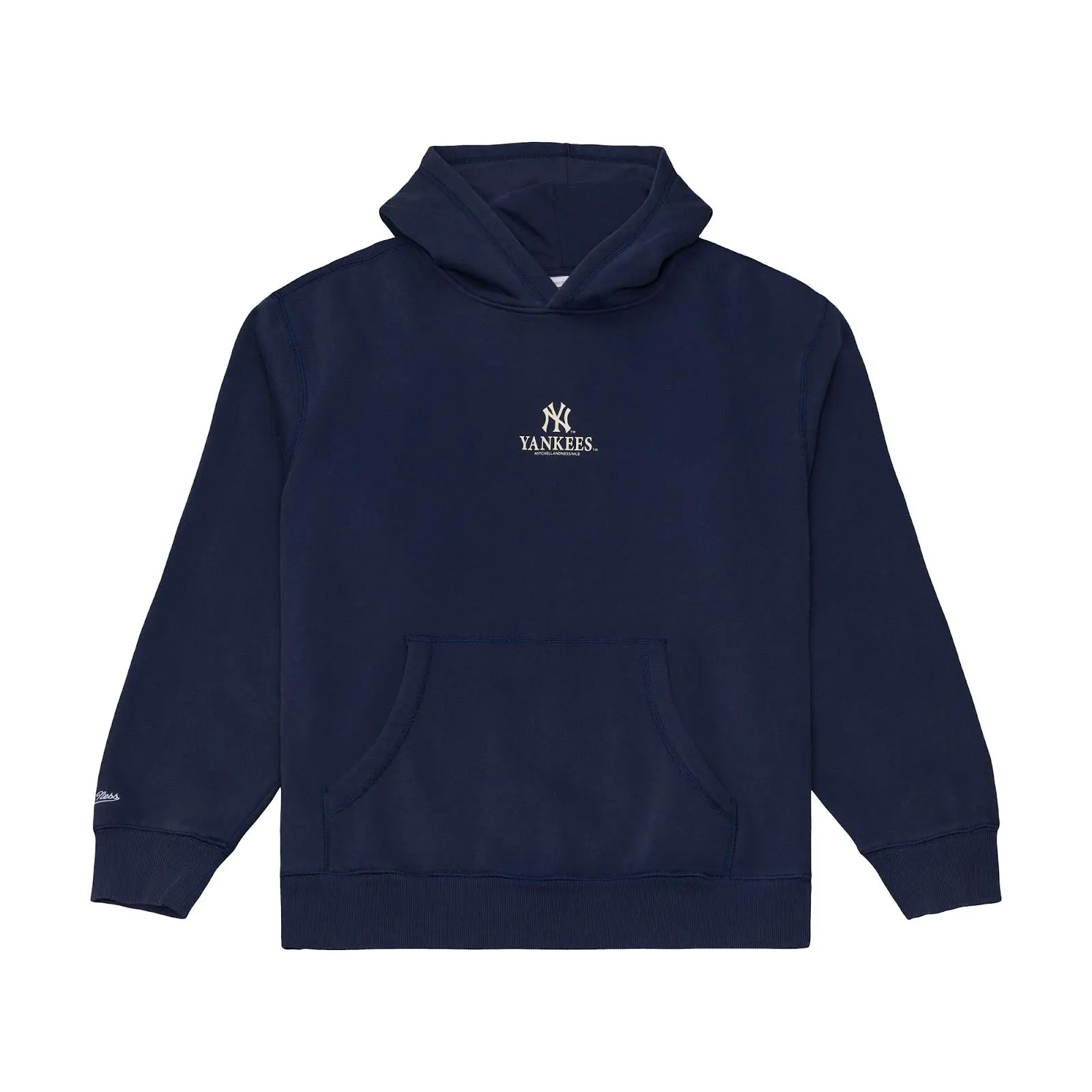 New York Yankees Navy Core Essentials Fleece Hoodie MLB Throwback Sweatshirt Vintage Fan Gear Mitchell & Ness