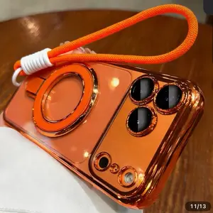 Luxury iPhone Case with Wrist Strap & Ring Holder – Shockproof Clear Protective Cover