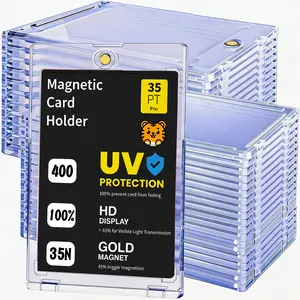 400 U-V Protection Magnetic Card Holders, 35pt One Touch Card Holder, Hard Plastic Case for Trading Cards, Display Case for Sports, Baseball, Football, Game Cards