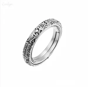 Astronomical Sphere Transformable Ring, Silver Tone Vintage Engraved Jewelry, Flip Design Pendant Ring for Couples & Gifting