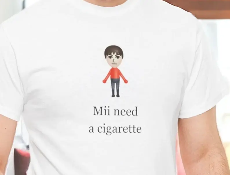 Mii Need A Cigarette T-Shirt - Funny Wii Shirt - Humorous Video Game Tee, Unisex Tee