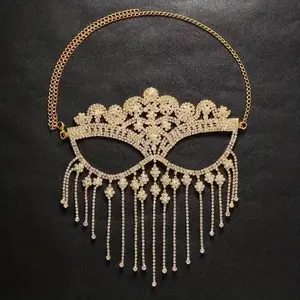 Luxury Imitation Crystal Rhinestone Fringe Mask Cosplay, Twilight Masquerade Halloween Costume, Music Festival Face Sticker, Party Accessory, Party Supplies, Masquerade Masks