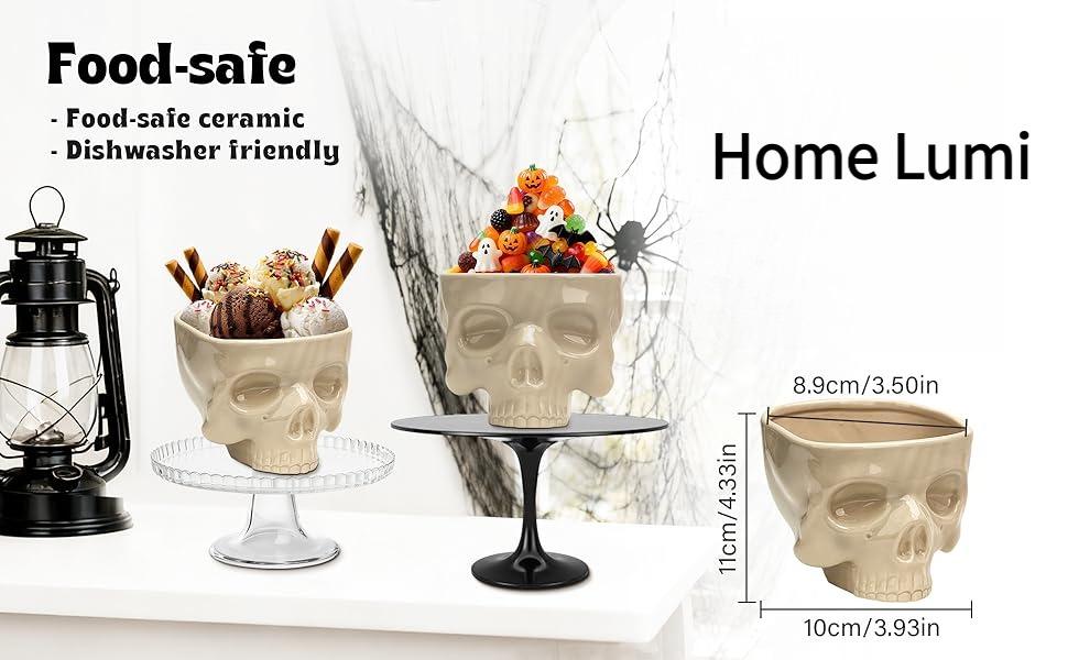 Food-grade Skull-shaped Ceramic Bowl for Cereal Pasta Ice Cream Gothic Tabletop Decoration SEO Words Bottles Organiser