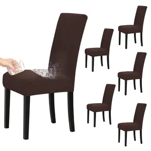 Easy-Going Waterproof Dining Room Chair Cover Set of 2, 4, 6, 8, Leakproof Stretch Jacquard Parson Chair Slipcover Removable Washable Chair Protector for Home, Restaurant, Banquet