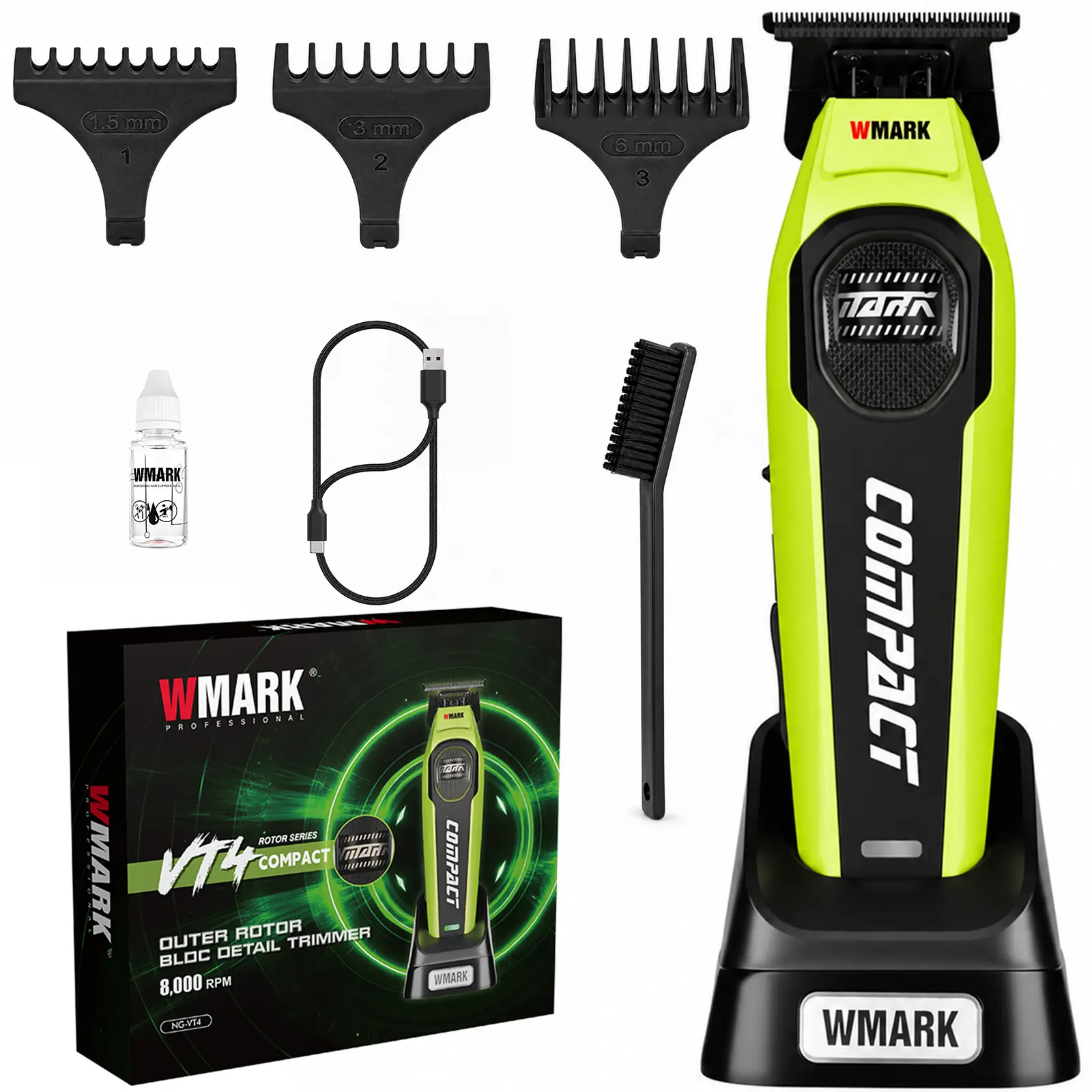 WMARK NG-VT4 Professional Hair Trimmer for Men, Cordless Barber Detail Trimmer, Precision Beard Trimmer with BLDC Motor, Zero Gap Trimmer for Lineups, Edges, Fades & Grooming, Rechargeable Electric Trimmer, barber equipment