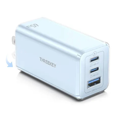 65W Multiport USB-C Wall Charger - Type C Portable Compact Block with Charging, Foldable Design, Device Protection, Easy to Carry, Compatible with MacBook, Surface Pro, iPad Pro/Air, iPhone 13-11, Samsung S22-S20, Smartphones & Mobile Electronics