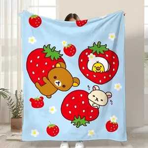 Rilakkuma Blanket Ultra Soft Flannel Cozy Warm Anti Static Washable All Season Kid Friendly Bedroom Couch Sofa Throw Decor Decorative Throw Perfect Birthday Gift Christmas Gift for Anime Lovers Kids Adults Viral Trending Kawaii Relaxing Style
