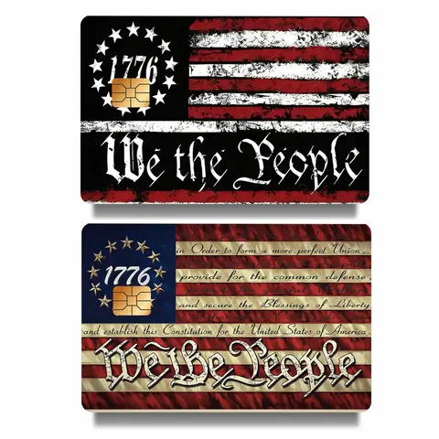 U.S. 250th Anniversary Card Sticker – “We the People 1776” Flag Vinyl Credit Card Sticker, Ultra Slim Waterproof Scratch-Resistant, Easy Apply & Remove