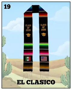 El Clasico 2026 Mex and USA Flag Graduation Stole